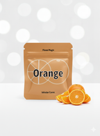 Flavor Magic orange-flavored product package with oranges on a white background